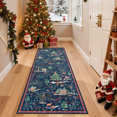  Christmas Washable Rug,Modern Cozy Non Slip Christmas Cheerful Prints Rugs for Living room and Bedroom