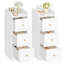 Slim Bedside Table Set of 2, Narrow Side End Tables with 3 Drawers, Bedside Cabinet with Top Guard, Small Nightstand for Bedroom, Living Room, Office, 30 x 24 x 60 cm, White