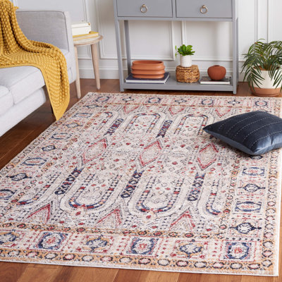 Tapis oriental en polypropylène tissé à la machine en brun / bleu