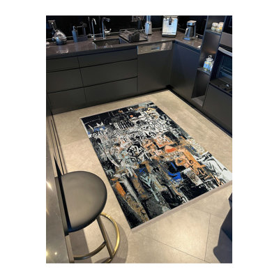 Tapis décoratif multicolore à motif abstrait multicolore de la collection Barcelona