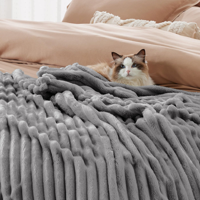 Bedsure Soft Fleece Throw For Beds & Sofas, Frost Grey, 270cm x 230cm