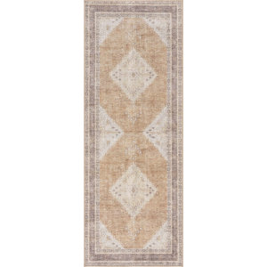 Albar Moroccan Machine Washable Brown Area Rug