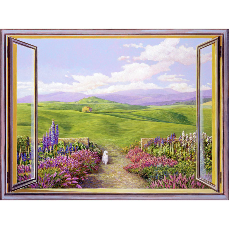 Window Overlooking A Tuscan Landscape by Andrea Del Missier - No Frame Art Prints on Canvas, 60cm H  x 80cm W  x 4cm D