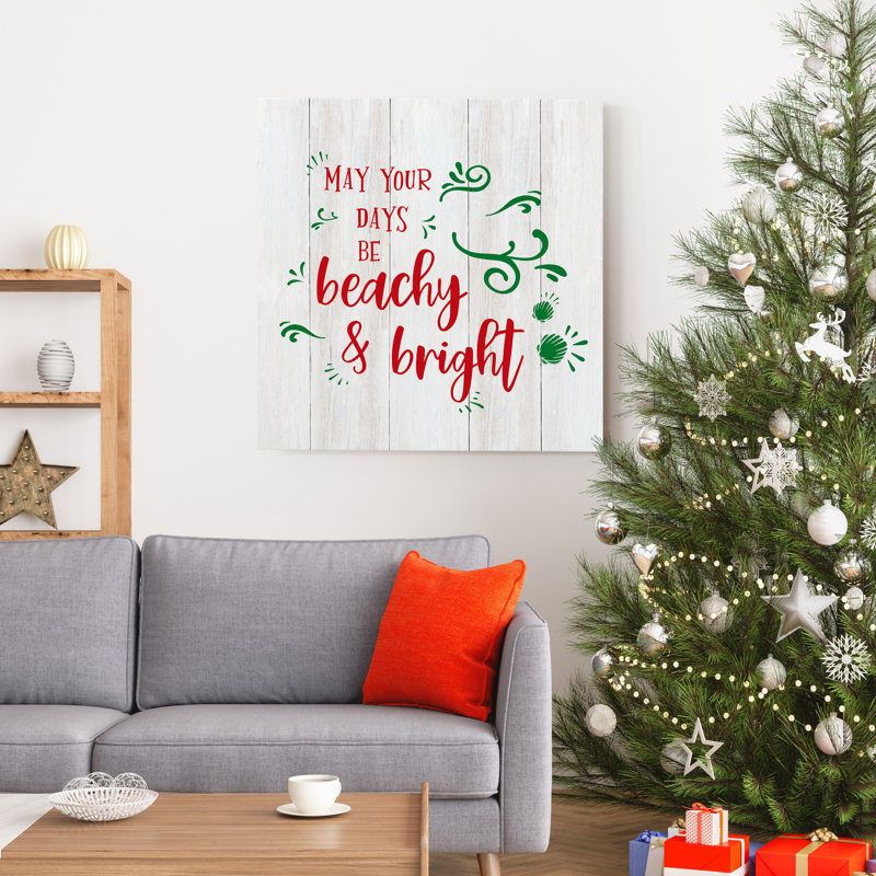 «Beachy and Bright», reproduction d'art textuel sur toile tendue, H 16 po x l 16 po x P 1 po