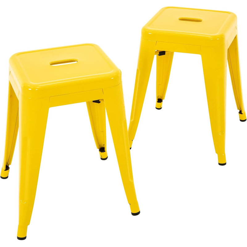 Juddson Counter Stool Set Of 2,18" Industrial Stackable Metal Bar Stools, Backless Metal Dining Chairs For Indoor Outdoor Kitchen Classroom
