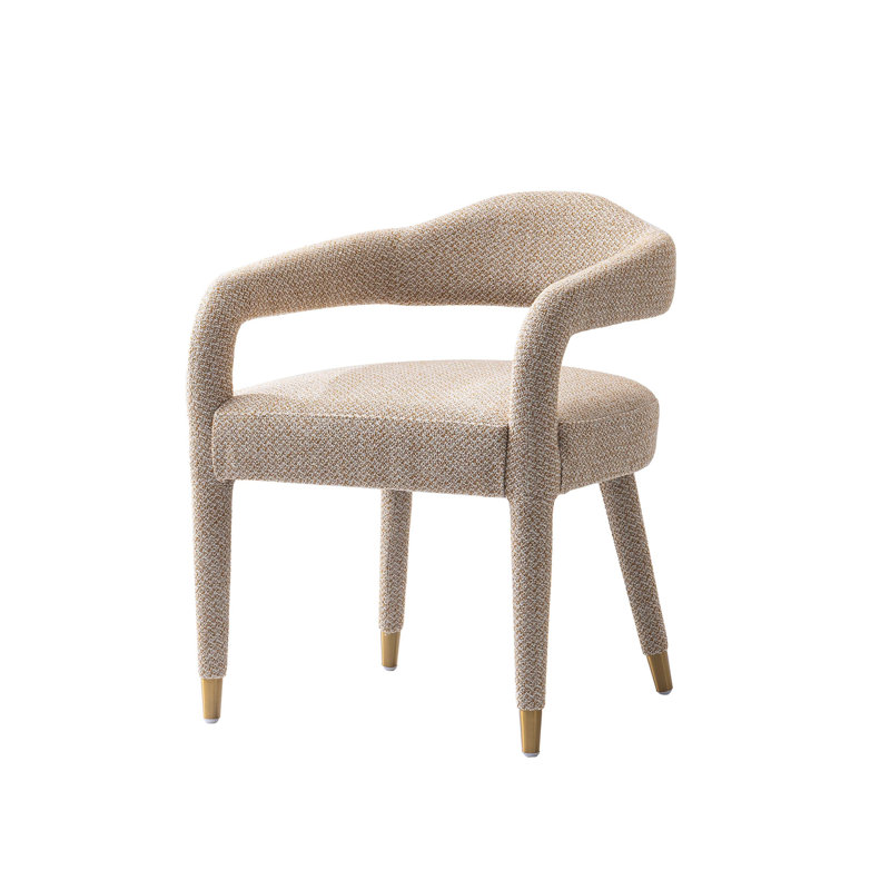 Sawda Modern Tweed Upholstered Dining Armchair, Gold Dust, 1