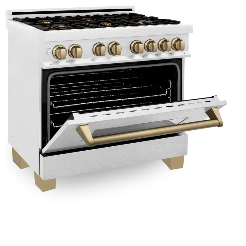 ZLINE Autograph 36" Legacy Dual Fuel Range, Champagne Bronze Satin Stainless Steel