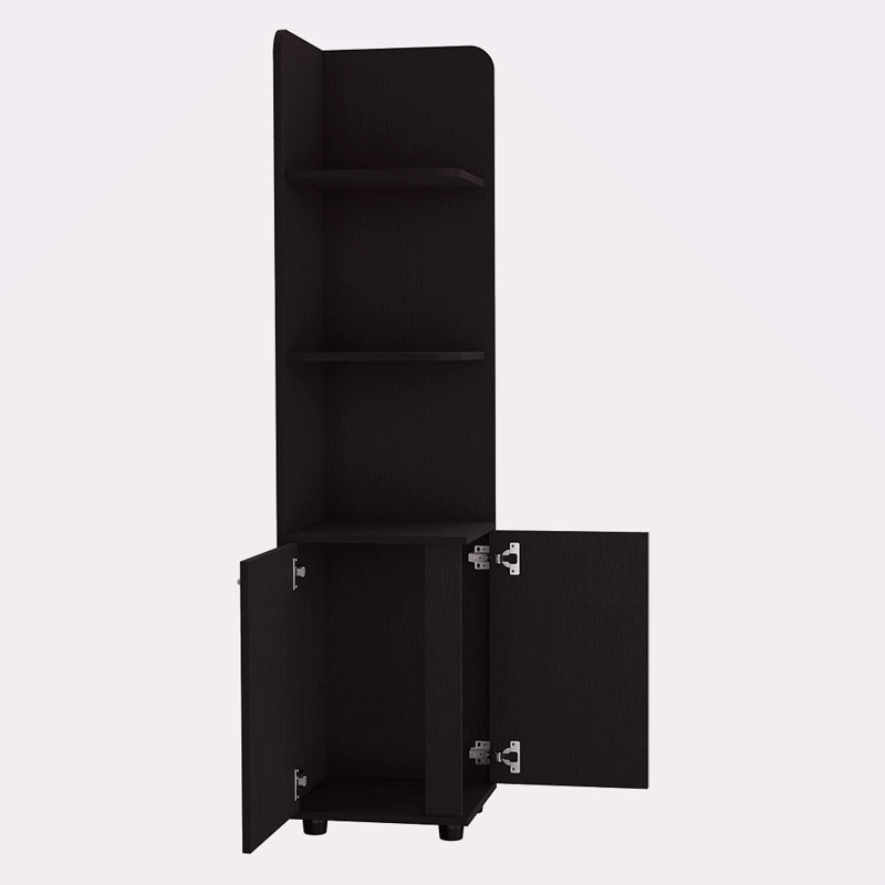 Armoire de coin de 62 po de hauteur à double porte avec quatre tablettes