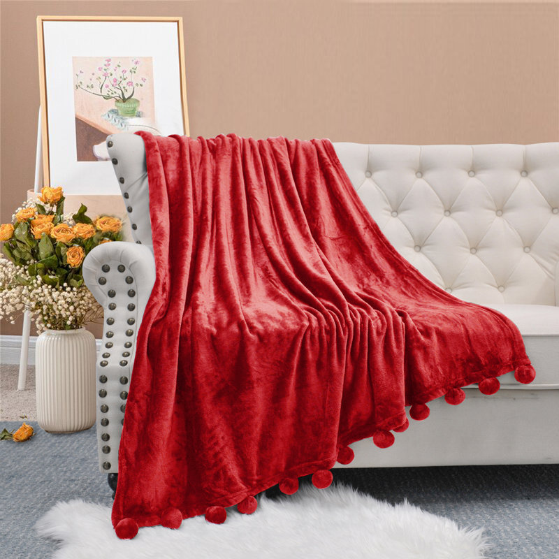 Knitted Throw Blanket, 152.4cm W x 203.2cm L, Chilli Pepper