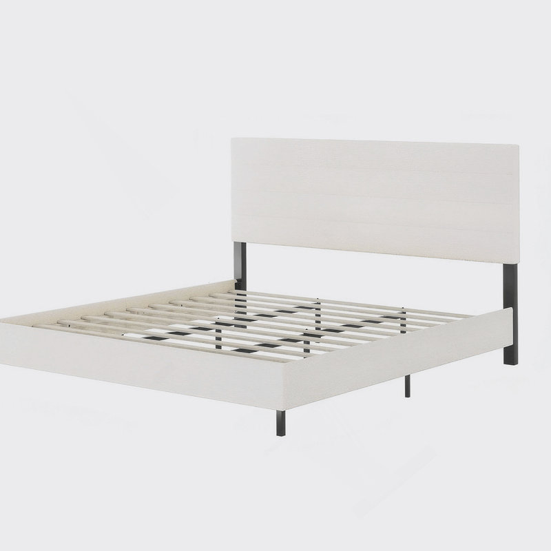 Lit plateforme tapissier à tête de lit rétro de style simple pour un confort et une durabilité ultimes dans toute chambre à coucher