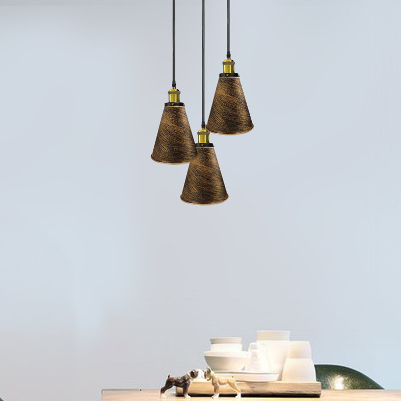 Lombardo 3 - Light Cluster Pendant, Brushed Copper