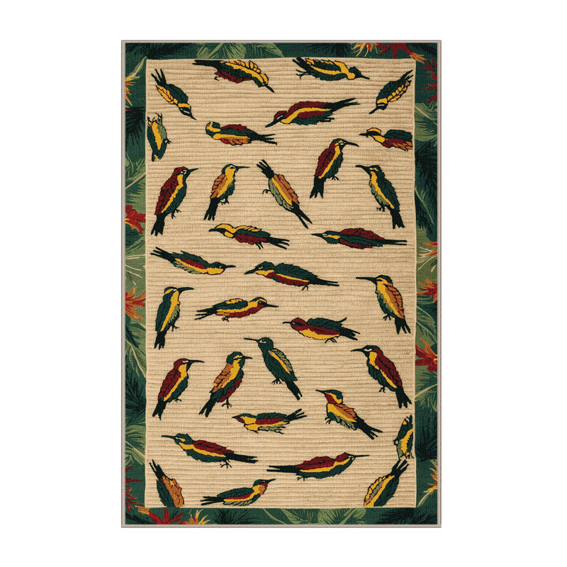Washable Hawaiian Honeycreepers Hawaiian Area Rug, Rectangle 2' x 3'