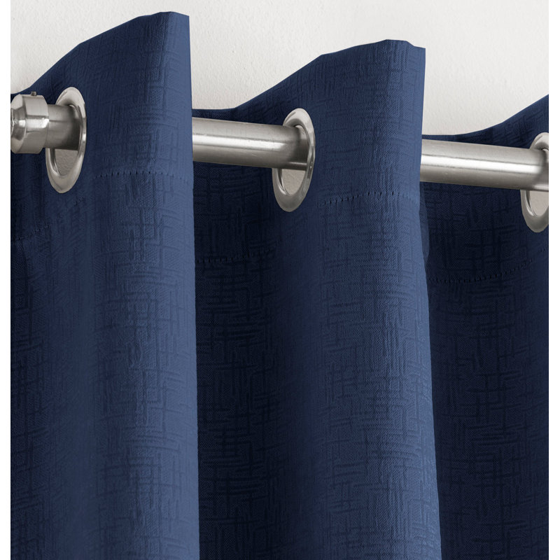 Biller Eyelet Thermal Light Reducing Curtain, Navy, 229cm Width x 229cm Drop
