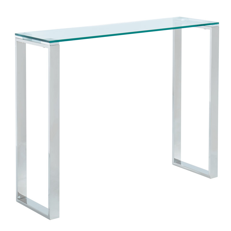 Caspen 39'' Glass Top Console Table, 30" H x 42" W x 12" D, Silver