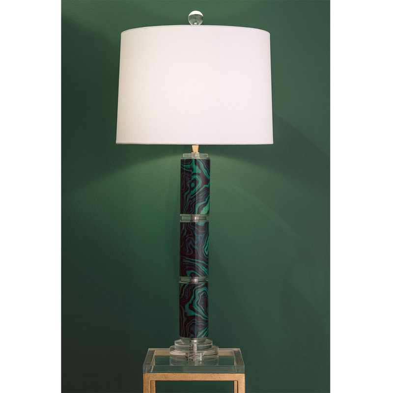 Malachite Table Lamp, Green/Black