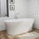 63" Solid Surface Stone Resin Oval-shaped Freestanding Soaking Bathtub With Overflow