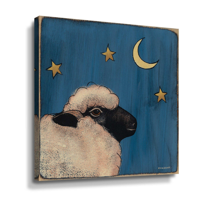 Petit mouton - peinture sur toile, H 24 po x l 24 po x P 2 po, Toile tendue