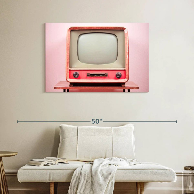 Téléviseur rose rétro Kerner, H 26 po x l 39 po