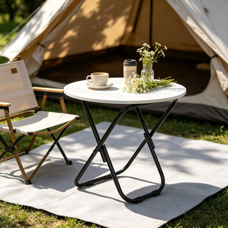 Table d'appoint ronde et pliante, table d'appoint pliable pliable, petite table de bout pliante et compacte, table de collation pliable