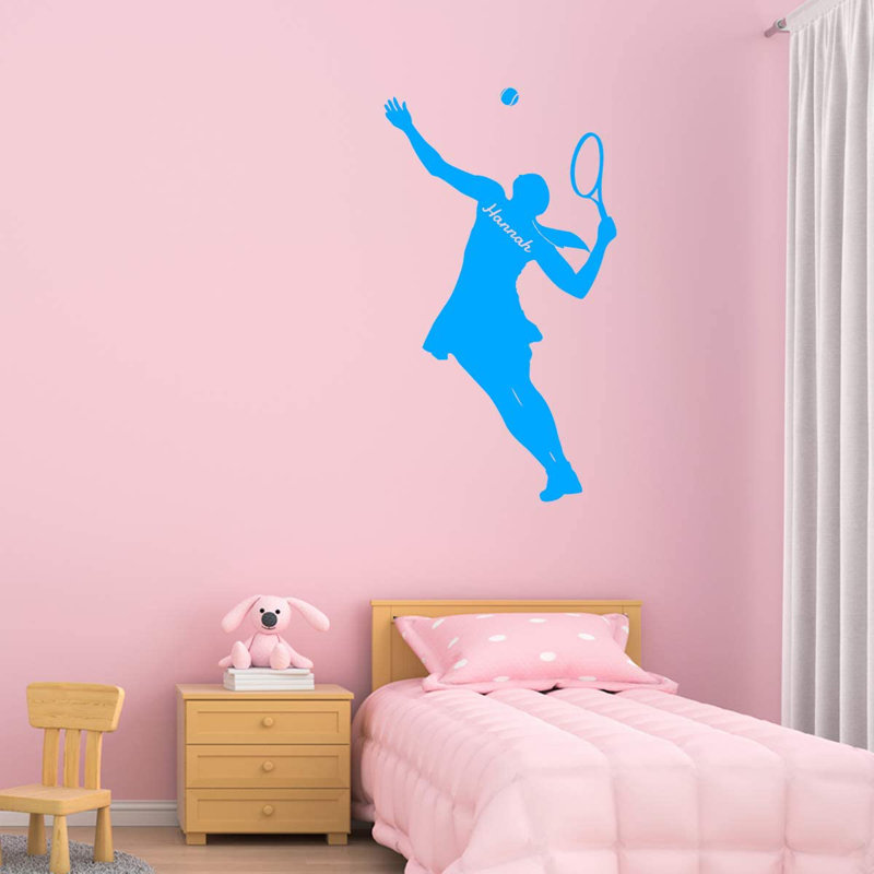 Adhésif mural tennis sur mesure, H 30 po x l 17 po, Oui, Bleu ciel