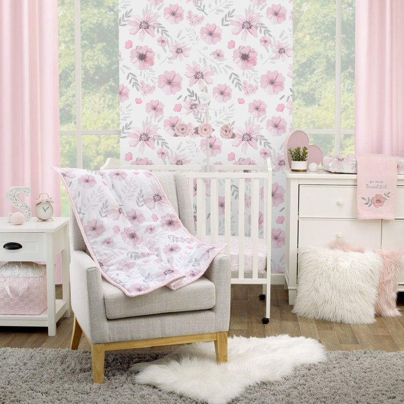 Ensemble de literie pour lit de bébé 3 pièces Durnan Beautiful Blooms