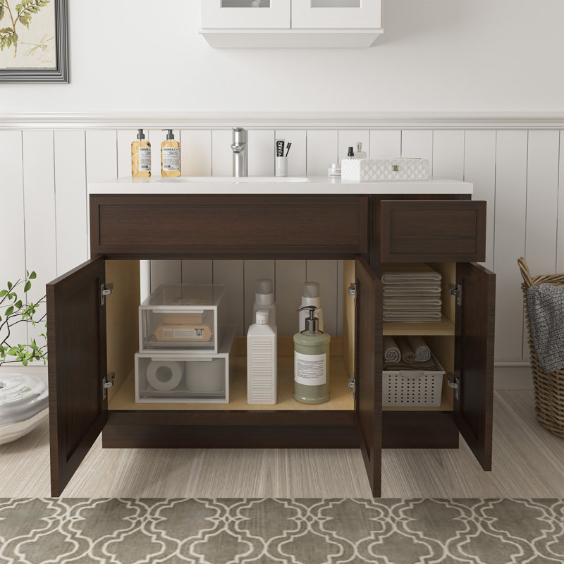 Base de meuble-lavabo simple 48 po seulement, Brun