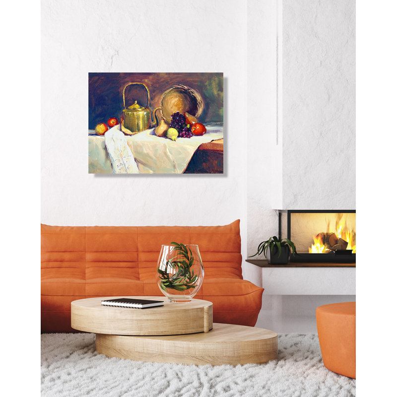 Copper Tea Pot Print by John Beard, Wrapped Canvas