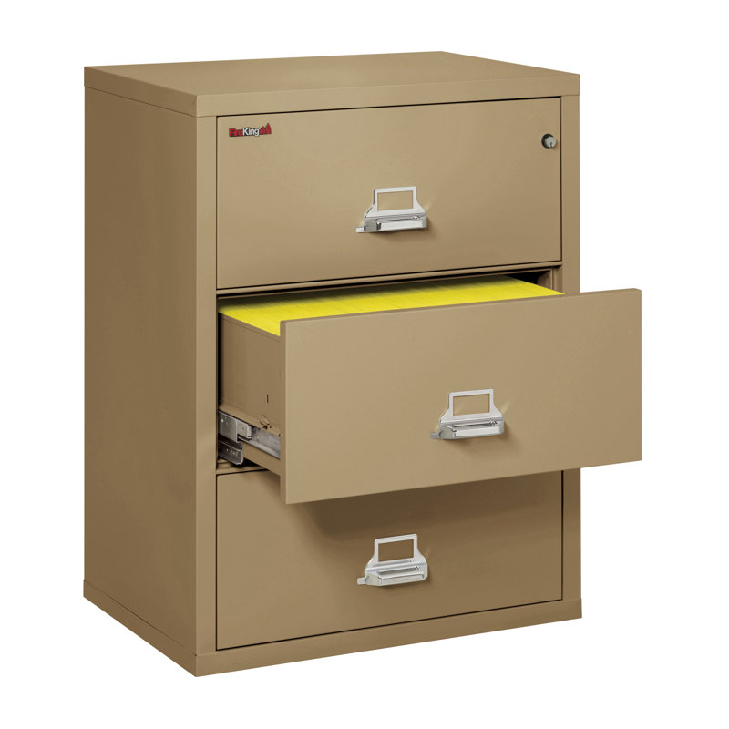 Fireproof 3 - Drawer File Cabinet, Sand, Key Lock