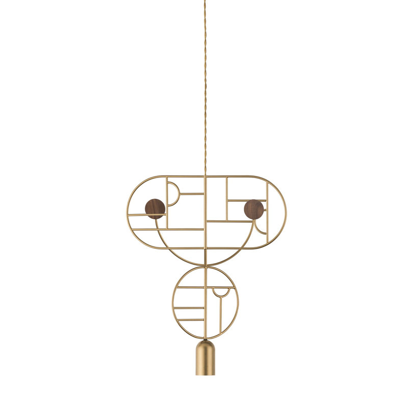 Wooden Dots 1 - Light Pendant, Walnut, Brass