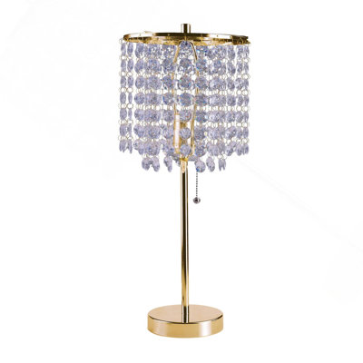 20.25" Tall Metal Table Lamp" Deco Glam" With Gold Finish And Crystal Accents