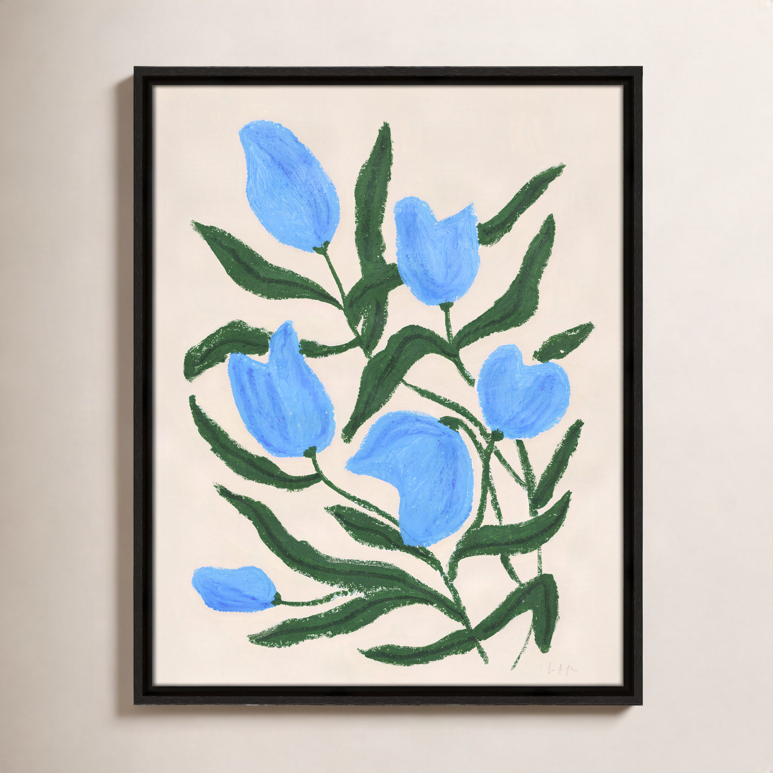 Colette "Blue Tulips" Print by Camilla Bergqvist, 21.5" H x 17.5" W, Espresso