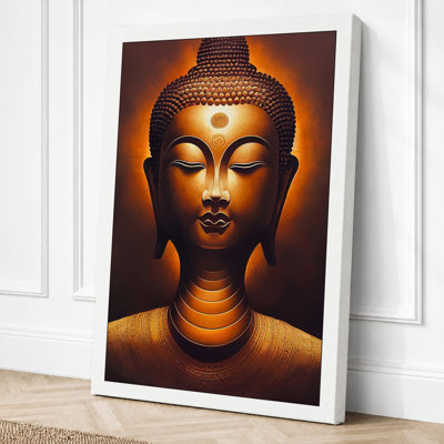 Gilded Buddha in Light Japandi 1 Piece Wrapped Canvas Wall Art