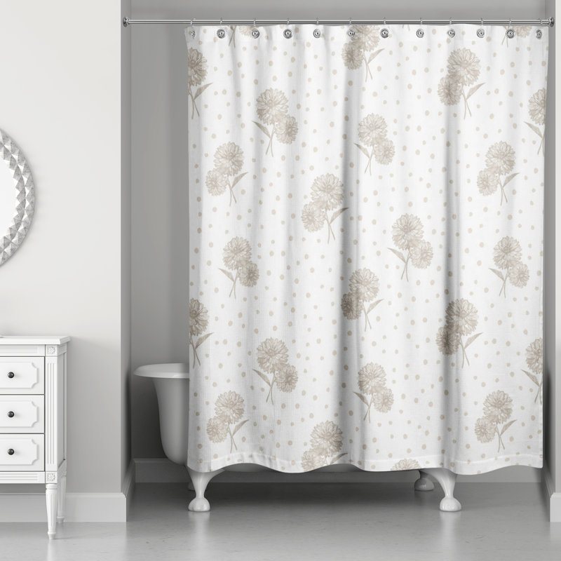 Rideau de douche simple à motif floral, Brun clair