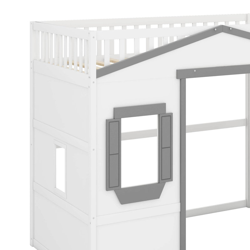 Lit mezzanine simple avec échelle, Blanc / Gris