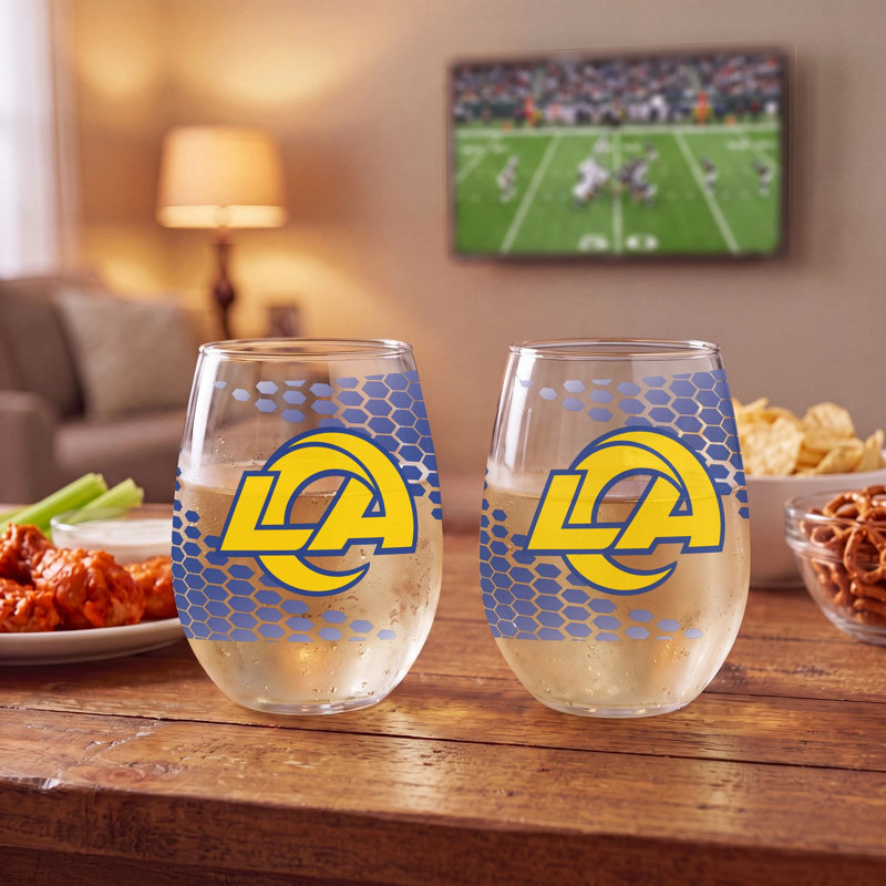Ensemble de 2 verres à vin sans pied sous licence officielle NFL, 50 cl., Los Angeles Rams