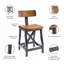 Tabouret de comptoir avec dossier