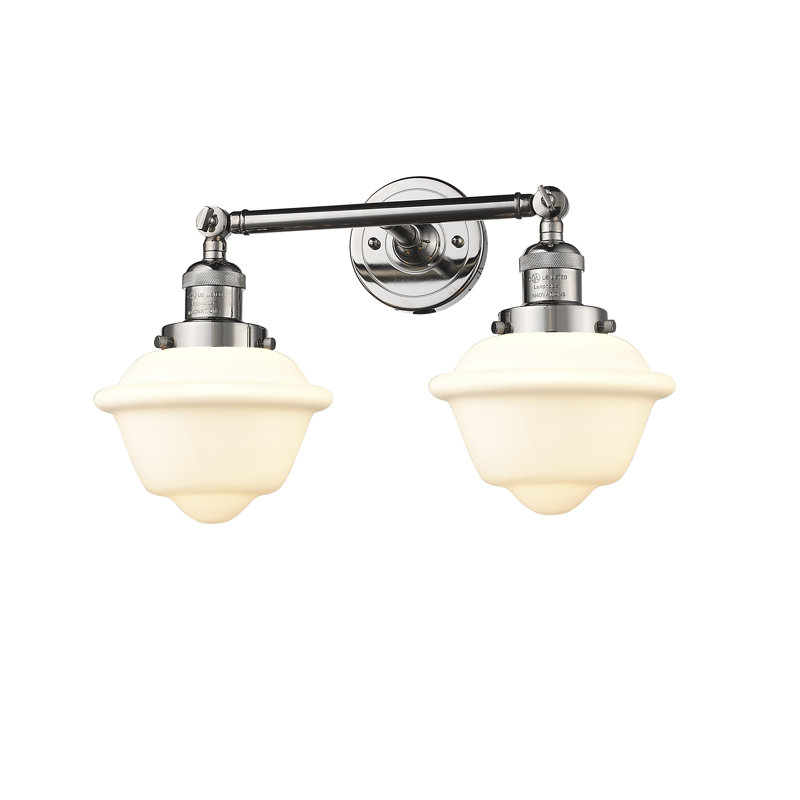 Gebhart 2 - Light Dimmable Vanity Light, Matte White Cased, 6 Watt Vinage LED Bulb, Polished Nickel