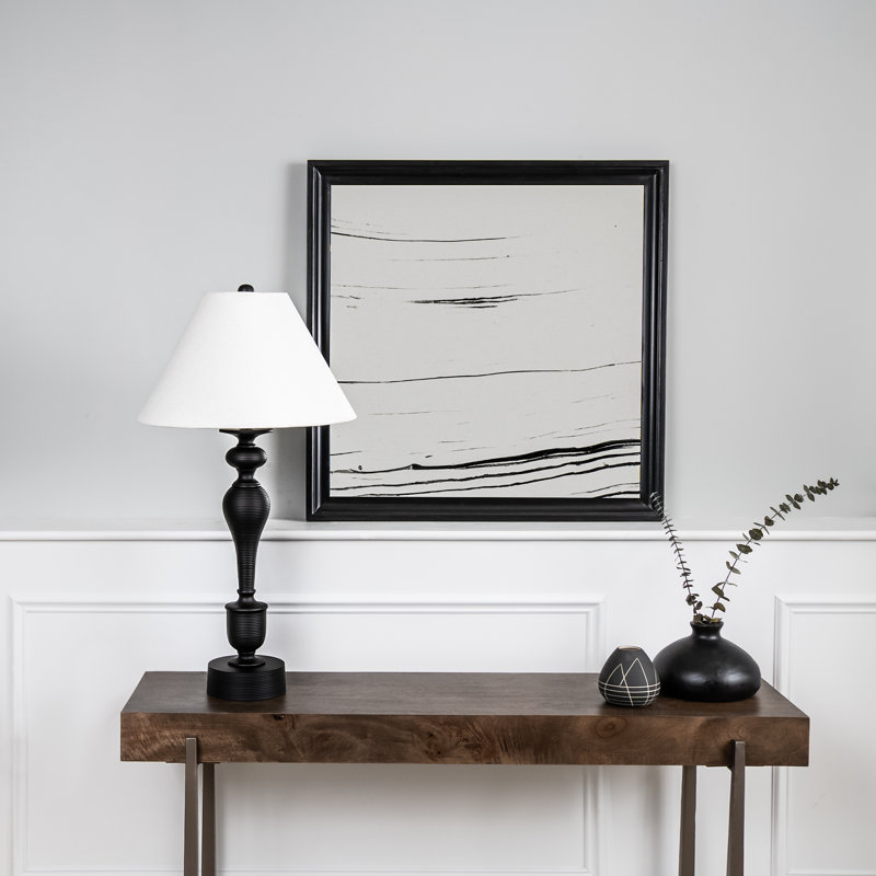 Matte Black Metal Tall Candlestick Table Lamp