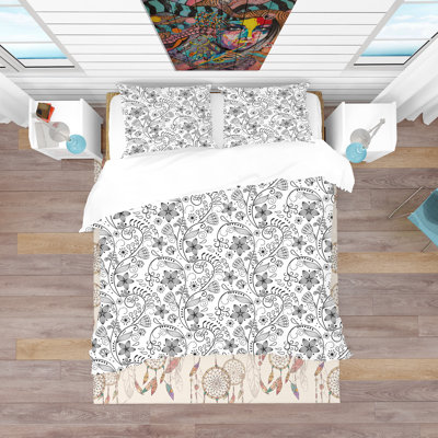Texture in A Flower Design - Floral Eclectic Duvet Cover Set - Microfiber Polyester