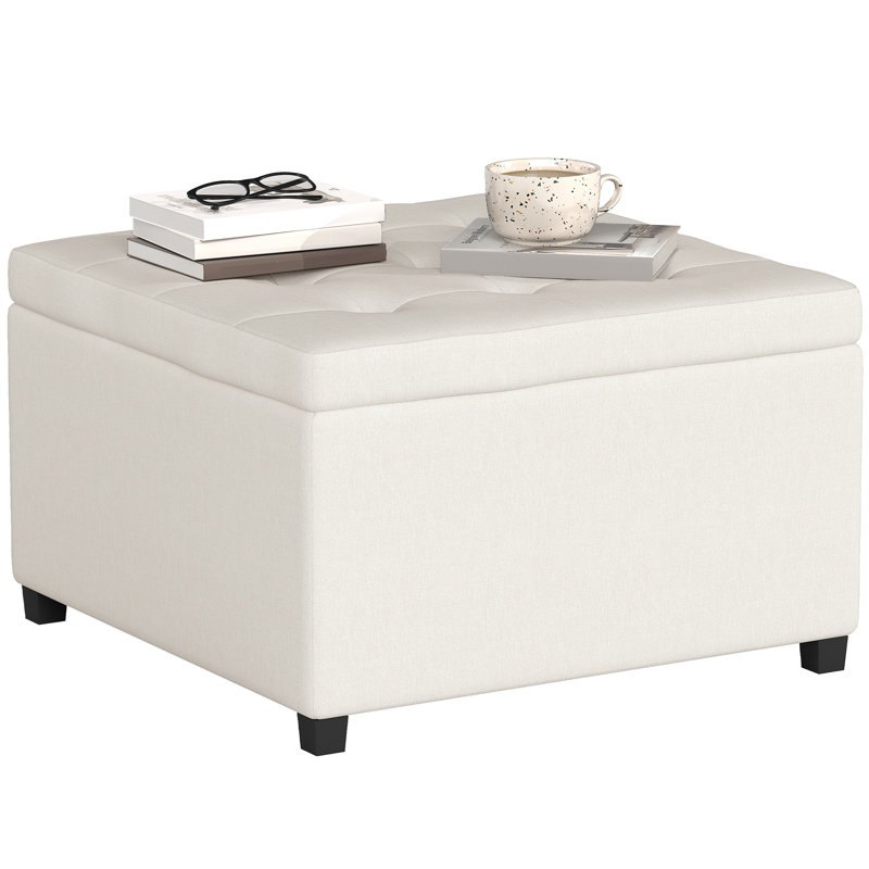 Upholstered Ottoman, Beige