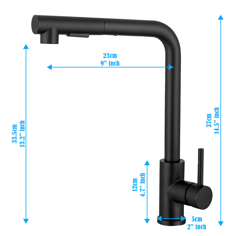 Belfry Bathroom Haaken Pull Out Kitchen Faucet, Black
