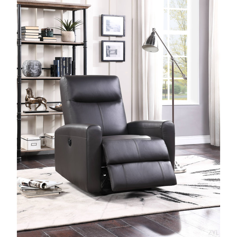 Fauteuil inclinable électrique brun en cuir fleur
