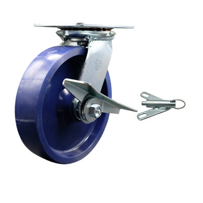 Solid Poly Caster with Roller Bearing and Brake/Swivel Lock