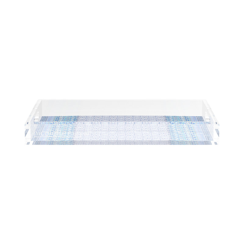Iznik Acrylic Rectangle Decorative Tray, Blue, 17"W x 10.5"D x 2"H