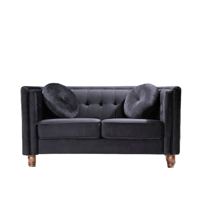 Canapé 2 places Chesterfield, Velours noir