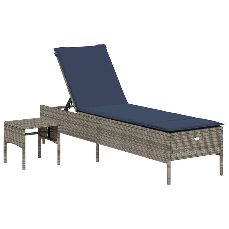  Dossier simple en rotin PE multi-positions, Gris, Marine