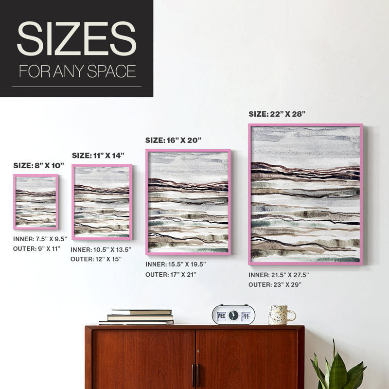 «Mute Earth Layers I», reproduction encadrée - bois massif, H 15 po x l 12 po, Rose