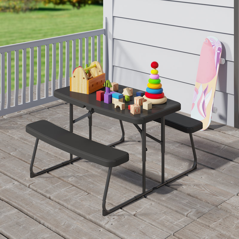 Dumlao 4 - Person Patio Dining Set with Rectangular Table, Black