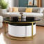 Table basse ronde emboîtable cannelée avec tiroir en or de 27,6 po seulement La table, sans chaises.-376010994-417569615