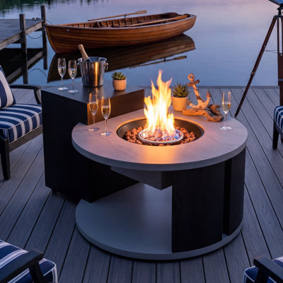 42" Propane Gas Fire Table, 50,000 BTU Outdoor Fire Pit Table With Hidden Tank Storage, All-Weather Patio Fireplace